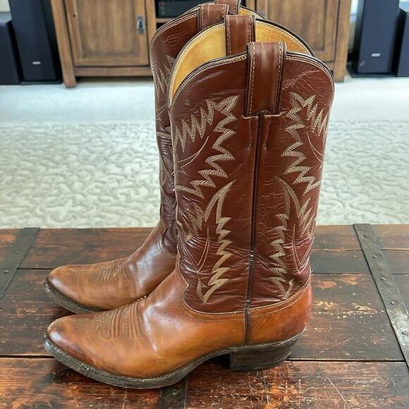 Men's Justin Brown Two-Tone Leather Western Boots 2450 Size 8.5 - Picture 2 of 7
